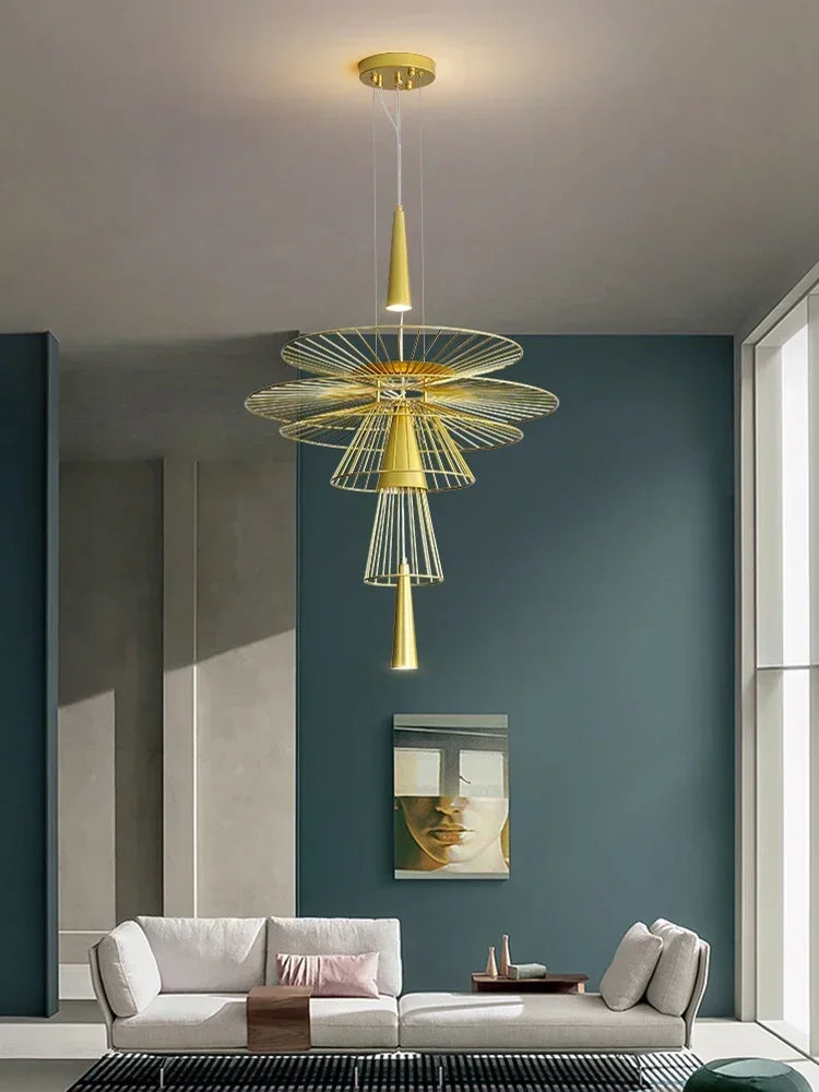 Decorbites™ Eisenkunst-Esszimmer-Hängelampe in Schwarz/Gold – Moderne nordische LED-Leuchte