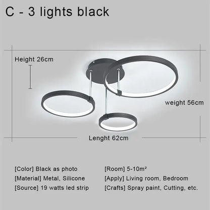 DecorBites™ LED Ceiling Chandelier Remote Control Living Room Bedroom Kitchen Lamp White