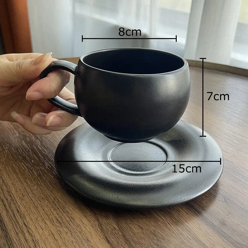 Decorbites™ Frostiertes 250ml Keramik-Tasse- und Untertassenservice für Kaffee, Tee, Saft