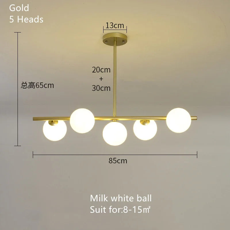 DecorBites™ Glass Ball Pendant Chandeliers - Modern LED Hanging Lights for Home Decor