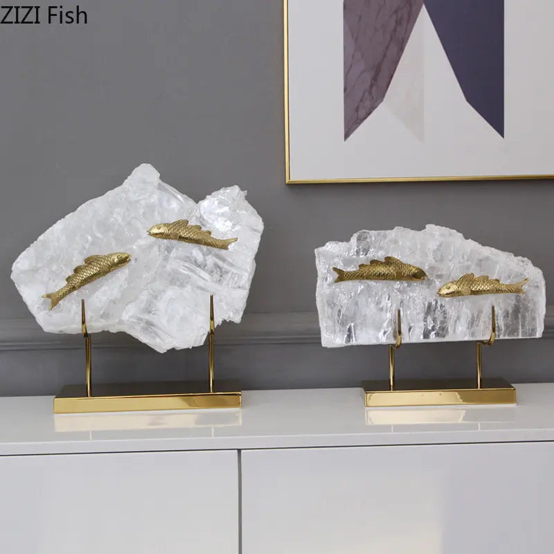 Decorbites™ Golden Fish Kristall-Ornament Heimdekoration Metallstatue