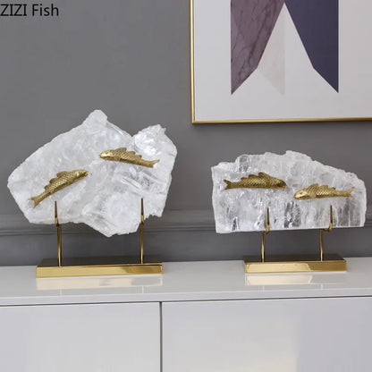 Decorbites™ Golden Fish Kristall-Ornament Heimdekoration Metallstatue