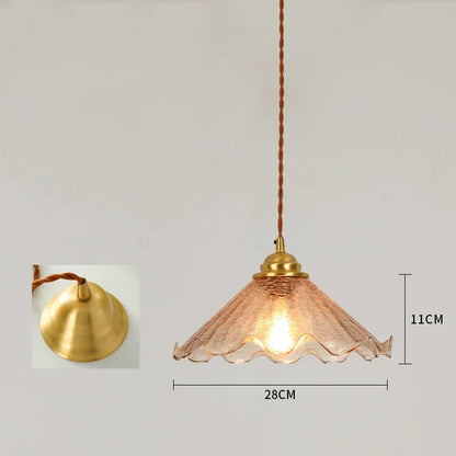 DecorBites™ Cracked Glass Copper Wooden Pendant Light for Home Indoor Living Room