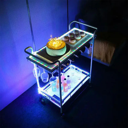Decorbites™ Getränkewagen Weinregal Barkarren Glasbecherhalter Küche Esszimmer Schwarz Gold