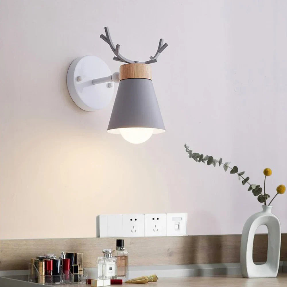 Decorbites™ LED Geweih-Wandleuchte Holz Nordisch Vintage Modern Loft Schlafzimmer-Beleuchtung E27