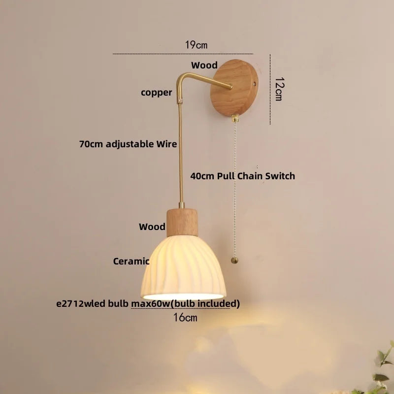 Decorbites™ verstellbare LED-Wandleuchte mit Keramik-Holz-Sockel für Esszimmer, Arbeitszimmer, Bar