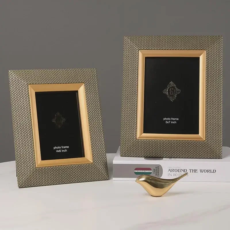 Decorbites™ Leder-Metall-Bildrahmen: Luxus-Dekoration für Büro, Arbeitszimmer und Schlafzimmer & Geschenk