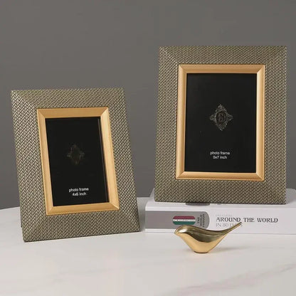 Decorbites™ Leder-Metall-Bildrahmen: Luxus-Dekoration für Büro, Arbeitszimmer und Schlafzimmer & Geschenk