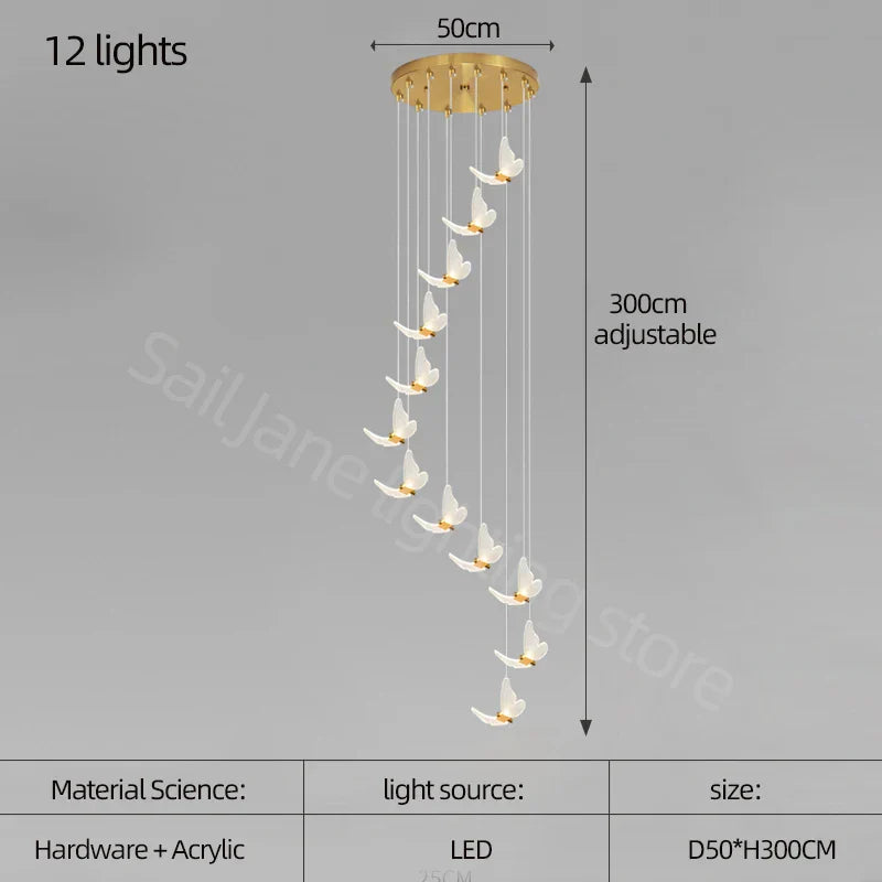 Decorbites™ Goldene Schmetterlings-LED-Kronleuchter: Modernes nordisches stilvolles Innenbeleuchtung für Wohnzimmer, Schlafzimmer und Küche.