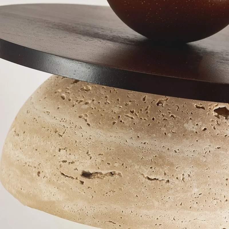 Decorbites™ Glasball-LED-Hängeleuchte für Kaffee-, Wohn- und Esszimmer mit natürlichem Holz und Stein