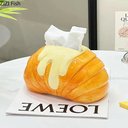 Decorbites™ Croissant Keramik-Papiertuchbox: Charmantes Tischdekorationselement für Couchtisch und Nachttisch
