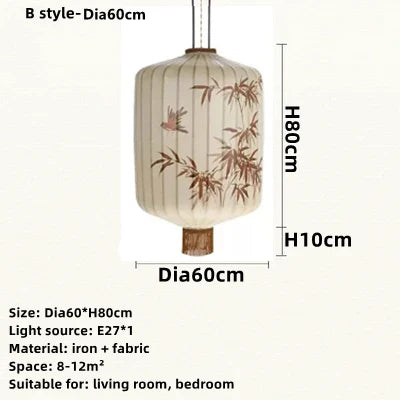 Decorbites™ Bambusblatt-Muster-Laterne Hängelampe – Handgemalte japanische Stil-Raumdekoration