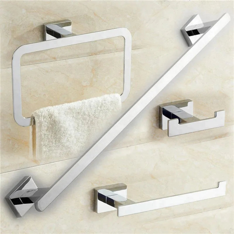 Decorbites™ Gold Messing Badezimmer-Armaturen 4-Teile-Set: Handtuchhalter, Handtuchring, Toilettenpapierhalter, Bademantel-Haken