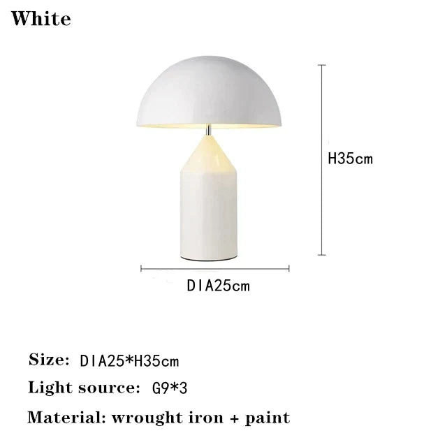 DecorBites™ Atollo Bedroom Table Lamp - Luxury Metal Mushroom Desk Light