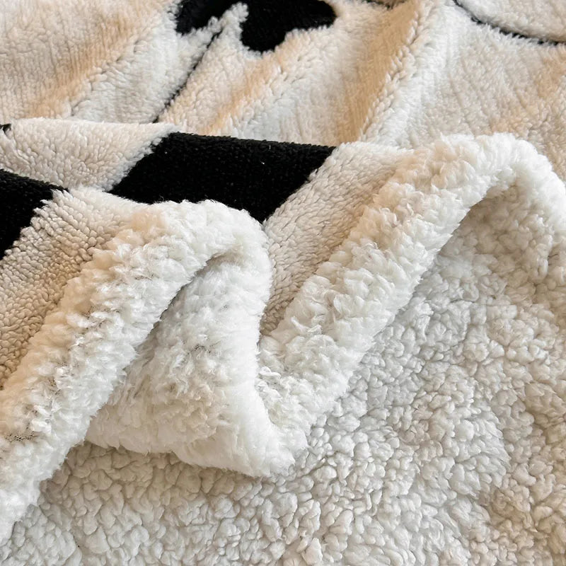 DecorBites™ Double-Layer Jacquard Lamb Wool Blanket - Cozy Sofa Throw for Winter Home Comfort
