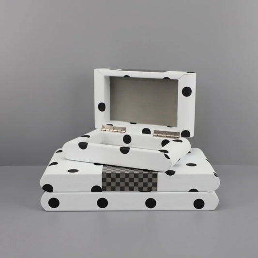 Decorbites™ Schwarz-Weiß-Punkte-Leder-Aufbewahrungsbox | Geometrisches Muster Schreibtisch-Organizer