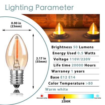 Decorbites™ Gold-Tönung Glas LED-Filament Kerzenleuchter Birne dimmbar 2200K 0,5W 110V 220V