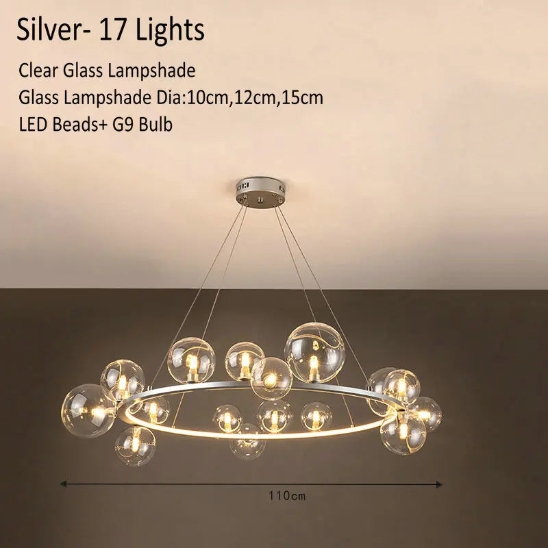 Decorbites™ Glasleuchter Lampe Kücheninsel Hängelampe Schwarz Gold Silber G9 LED