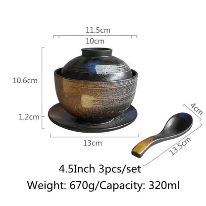 Decorbites™ Japanisches Keramik-Ramen-Bowl-Set – Nudelsuppe- & Reisbowl mit Deckel