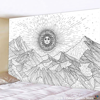 Decorbites™ Schwarz-Weiß-Sterne-Mandalas-Tapisserie - Wohnraumausstattung
