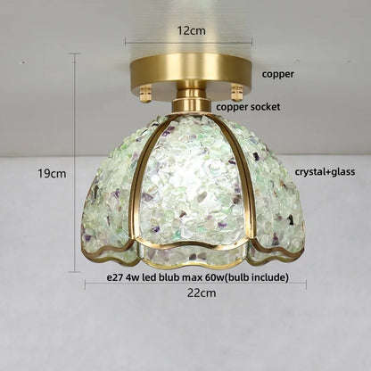 DecorBites™ Crystal Glass LED Ceiling Light Copper Canopy Nordic Modern Design