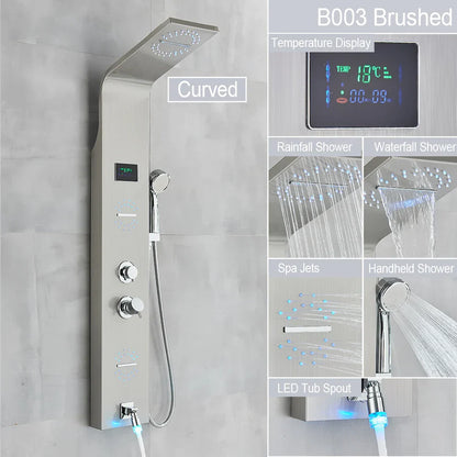 Decorbites™ LED-Licht-Duscharmatur-System: Regenwald, Massage-Düsen, Wasserfall-Panel mit Temperatursteuerung