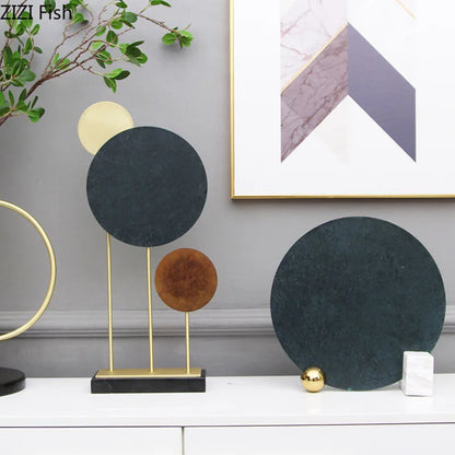 DecorBites™ Geometric Alloy Crafts Marble Base Statue Modern Home Decor