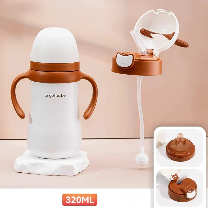 Decorbites™ Kinder Edelstahl-Thermobecher mit Trinkhalm, 320 ml süßer Wasserflasche