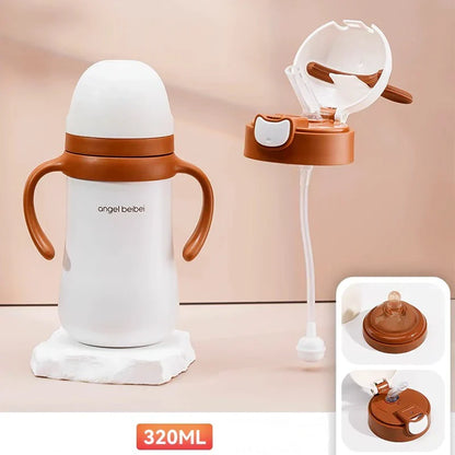 Decorbites™ Kinder Edelstahl-Thermobecher mit Trinkhalm, 320 ml süßer Wasserflasche