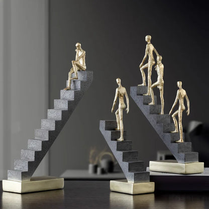 DecorBites™ Golden Man Abstract Resin Figure Sculpture Staircase Decor