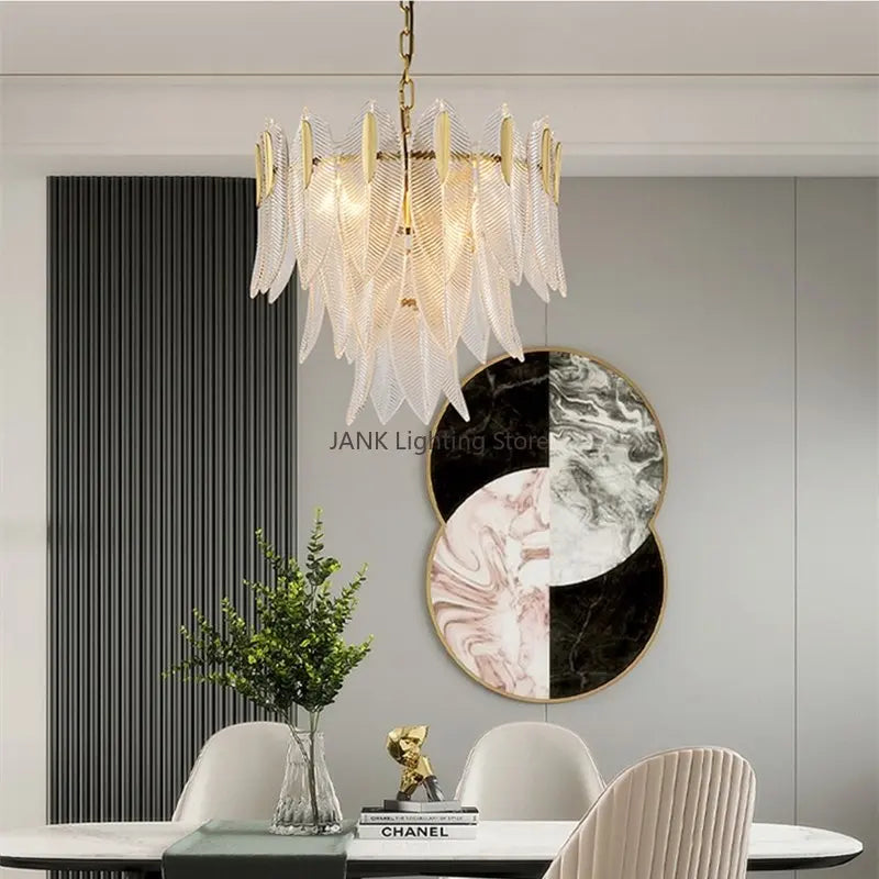 Modern Leaf Crystal Pendant