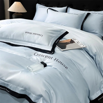 Decorbites™ Eissilber-Stickerei-Bettwäsche-Set | Hautfreundliches Bettbezug-Set | Daunendecken-Sets