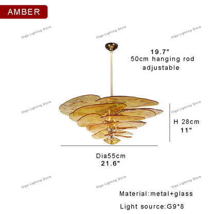 Decorbites™ Grüne Blatt Glas Deckenleuchter - Elegante Vintage-Lüster für Wohnzimmer- und Esszimmer-Dekoration