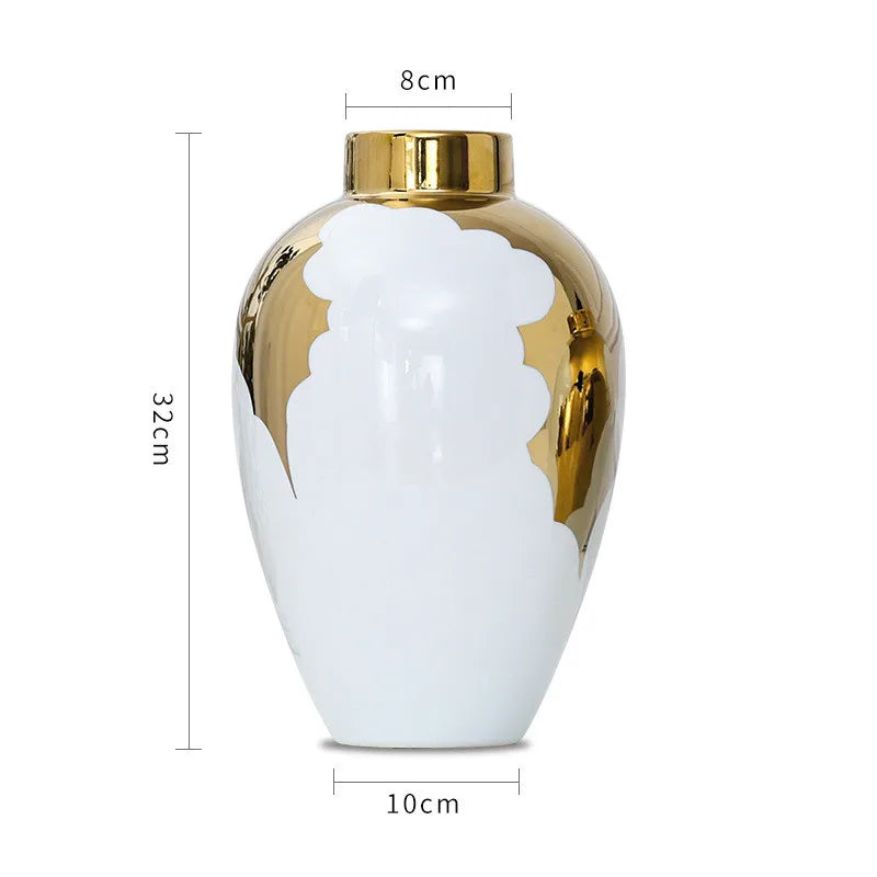 Gold White Ceramic Vase