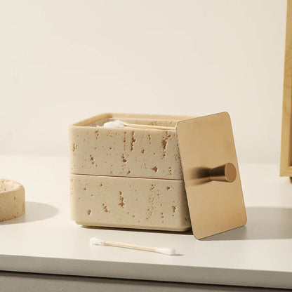 Decorbites™ Doppeldecker-Schmuckorganizer mit Naturstein, 2-in-1 Zahnseidenbox & Badezimmer-Dekoration