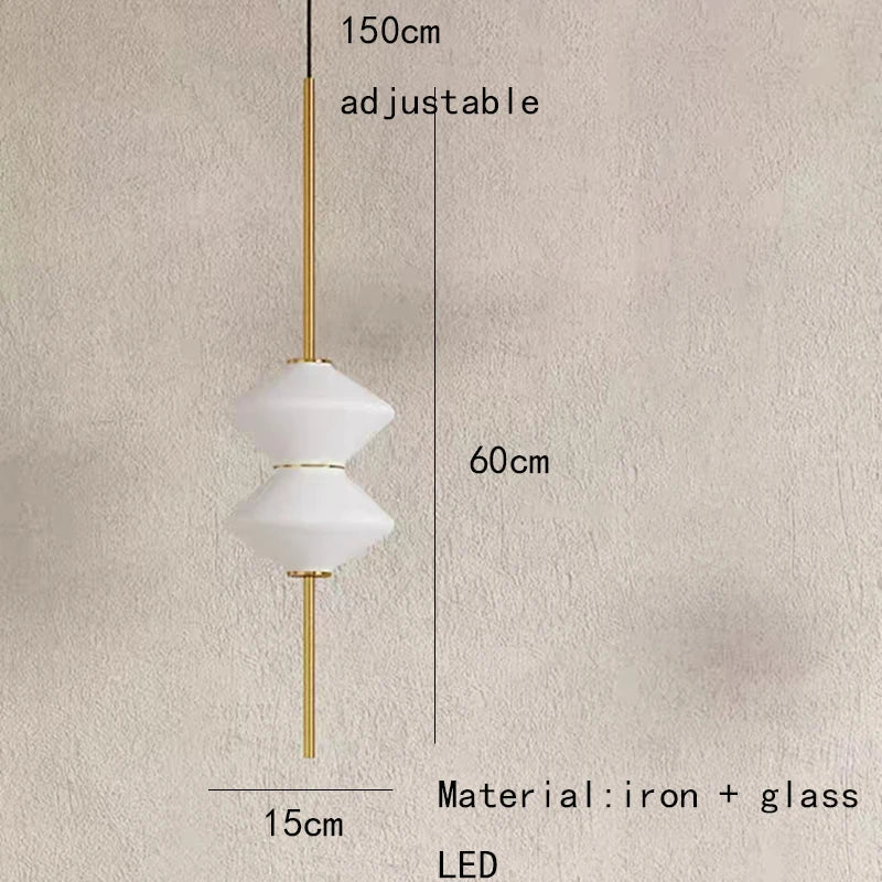 Art Deco White Glass Pendant Light With Gold Metal Wire