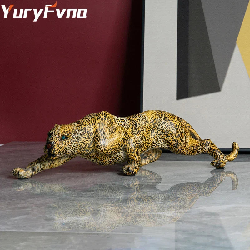 Decorbites™ Leopard-Harzstatue: Moderne Afrikanische Wildtier-Panther-Skulptur für Zuhause & Büro