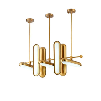 DecorBites™ Golden Art Deco Iron Glass Chandelier Lighting for Dinning Room