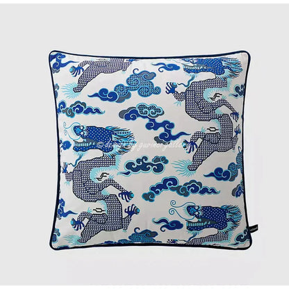 Decorbites™ Indigo-Blauer-Drachen-Samt-Kissenbezug 60x60 cm Eklektischer Stil für Heimdekoration