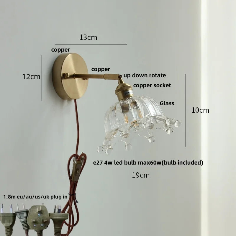 Decorbites™ Krone Glas LED Wandlampen Messing Schalter Treppenarmaturen