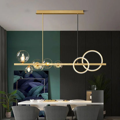 DecorBites™ Glass Ball Pendant Chandelier: Scandinavian LED Light for Kitchen Dining Table