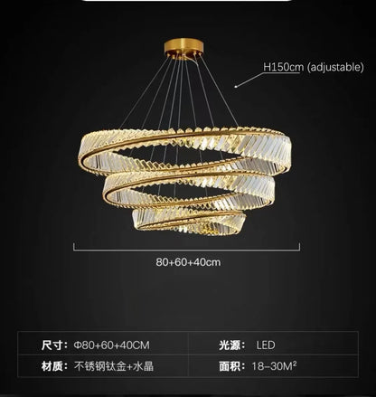 Decorbites™ DNA-Spirale Kristall-Lüster LED-Ring-Design für luxuriöses Wohnzimmer