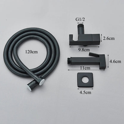 Decorbites™ Schwarze Messing-Bidetarmatur: Einhebel-Kaltwassertemperatur, Handbrause, Hygienischer Duschreiniger