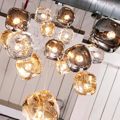 DecorBites™ Crystal Staircase Chandelier: Luxury Modern Lighting Fixture Amber/Smoky Grey/Clear