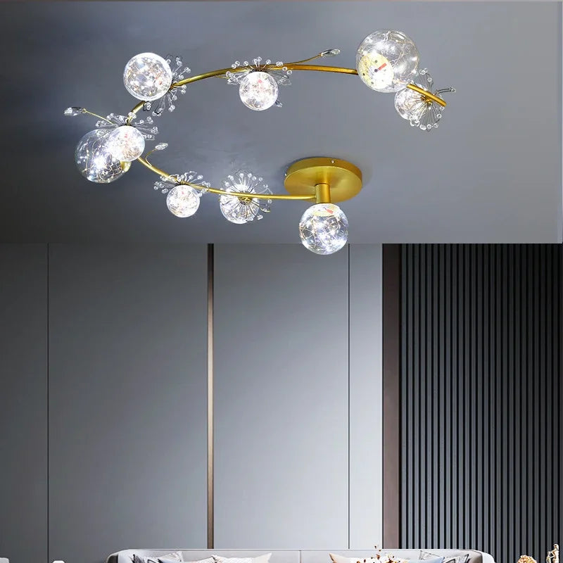Gold Crystal Glass Ball Chandelier