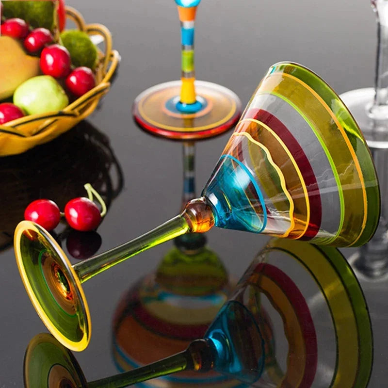 Decorbites™ Handgefertigtes Buntes Set Margarita-Weingläser für Hausbar, Hochzeitsfeier Trinkgeschirr