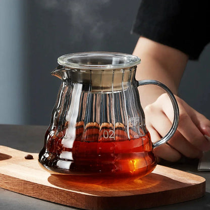 Decorbites™ Glas-Kaffeekanne, 600 ml Pour-Over-Kanne mit Gummideckel