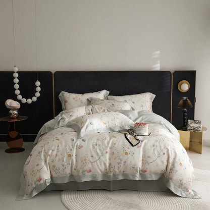 DecorBites™ Eucalyptus Fiber Bedding Set: Duvet Cover, Bed Sheet, Fitted Sheet, Pillowcases