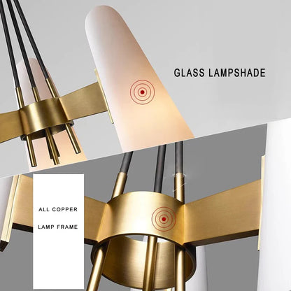 Decorbites™ Elegante weiße Glasbecher-Kronleuchter für luxuriöses Wohnzimmer