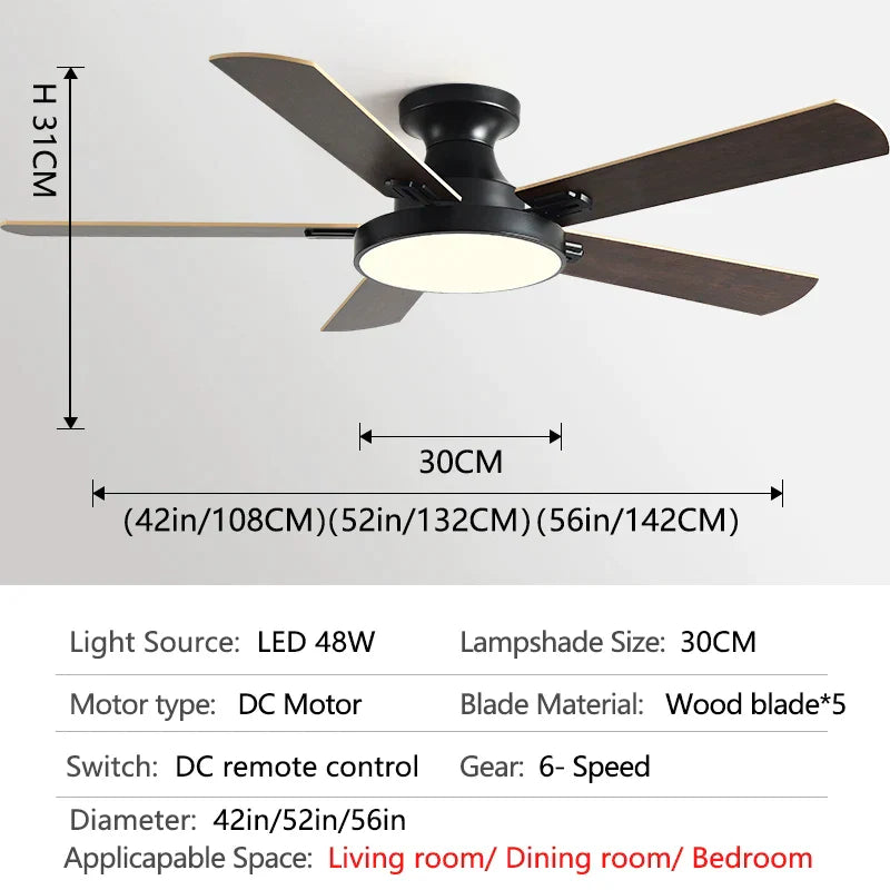 Decorbites™ 56" Niedrigboden-Deckenventilator mit Licht | Innenwohnzimmer-Leuchter | Modernes Design